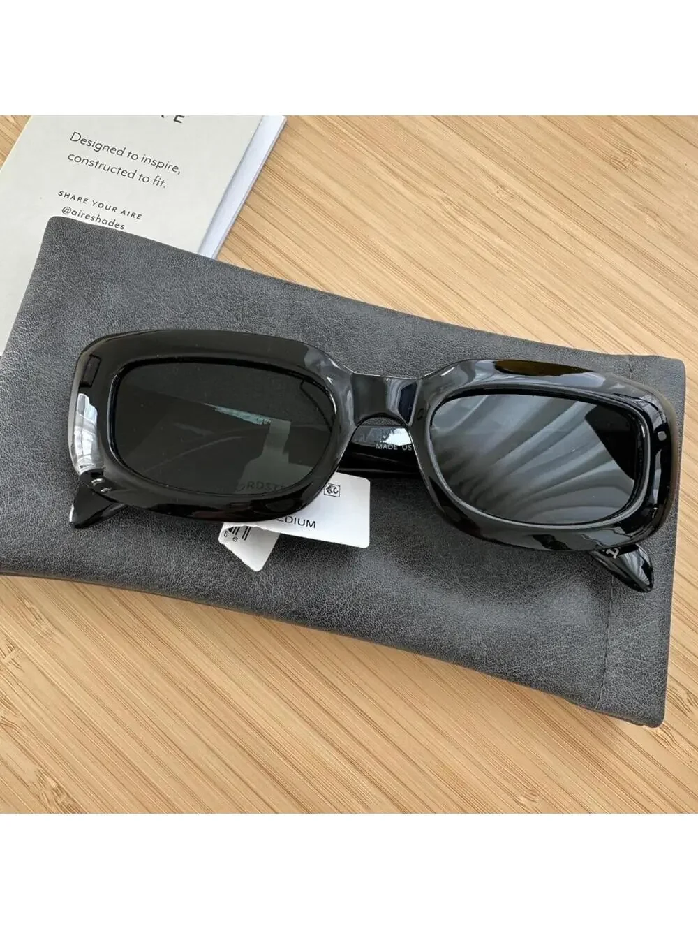 AIRE Orbit 54mm Unisex Rectangular Sunglasses Black 50-21-135 NWT